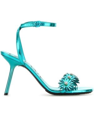 Loewe Paula's Ibiza Leather Paula S Ibiza Petal Flower Sandals - Blue