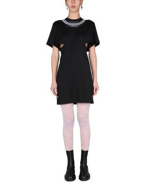 Givenchy Chain Accent Crewneck Short Sleeve Dress - Black