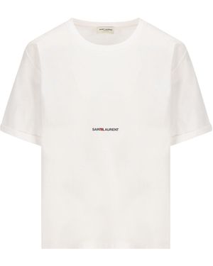 Saint Laurent Boyfriend T-Shirt With Logo - White