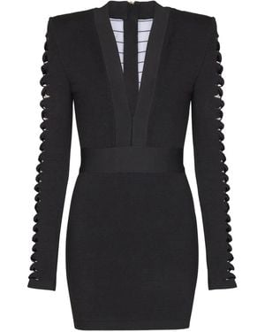 Balmain Short V-Neck Dress - Black