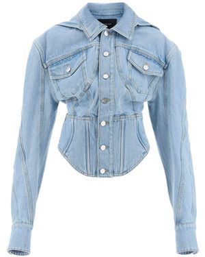 Mugler Chaqueta de mezclilla de con detalle del corsé - Azul
