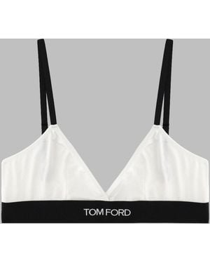 Tom Ford Logo Bralette Modal Underwear - White