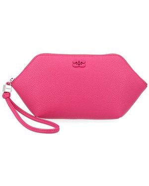 Ganni Portamonete Con Logo - Pink