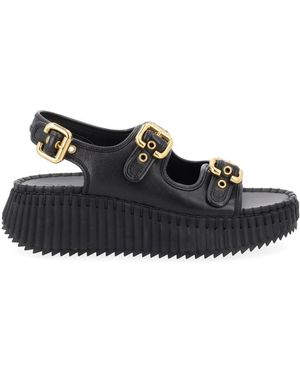 Chloé Solid Nama Sandals - Black
