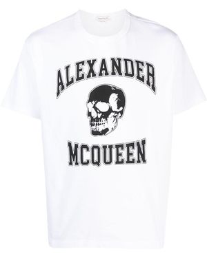 McQueen Alexander MC Queen Logo Bio -Baumwoll -T -Shirt - Blau
