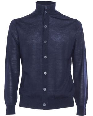 Ballantyne Cardigan Collo Alto - Blue