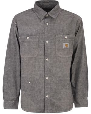 Carhartt Camisa de algodón con detalles de salpicaduras de pintura de - Gris
