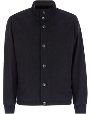 Herno Silk And Cashmere Bomber Jacket - Blue