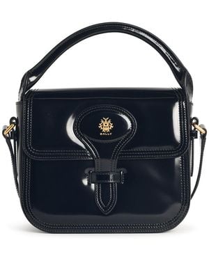 Bally 'beckett' Black Leather Mini Bag - Blue