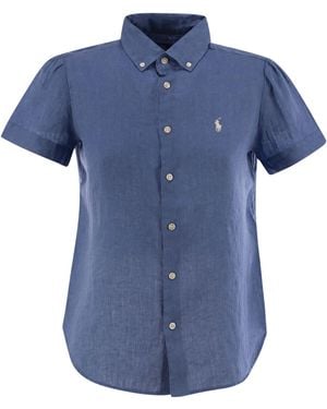 Polo Ralph Lauren Linen Short Sleeved Shirt - Blue