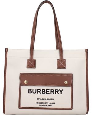 Burberry Shoulder Bags Tote Freya Cotton - White