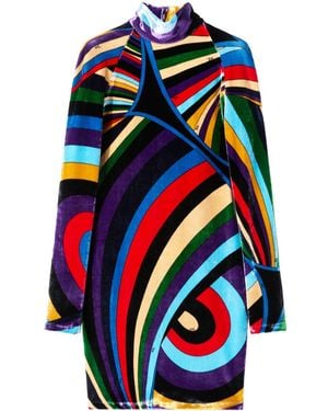 Emilio Pucci Printed Velvet Dress - Blue