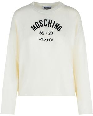 Moschino Elfenbein Virgin Wollpullover - Weiß