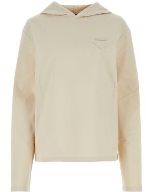 Prada Sand Stretch Cotton Oversize Sweatshirt - Natural