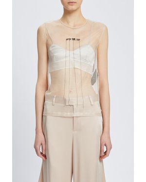 Ann Demeulemeester Biba Sleeveless Top With "Up - Natural