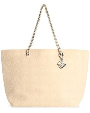 Tory Burch 'Shopping Ella' Fabric Bag - Natural