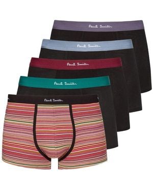 Paul Smith 5-Pack Organic Cotton Signature Stripe Mixed Boxer Briefs - Red
