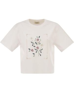 Weekend by Maxmara Wkdsala Cotton T Shirt With Print - White