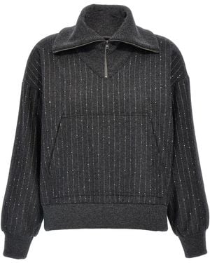 Herno Sequin Half-Zip Sweatshirt - Black