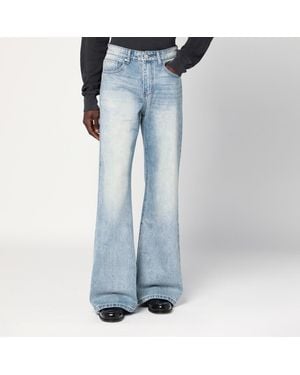 Basketcase Gallery Wide Leg Washed Jeans - Blue