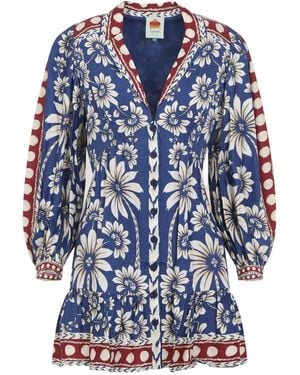 FARM Rio Luna Long Sleeve Mini Dress - Blue