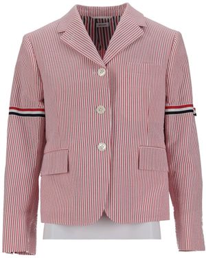 Thom Browne High Break Sb Sportmantel mit Rwb Gg Armbinden aus Seersucker - Pink