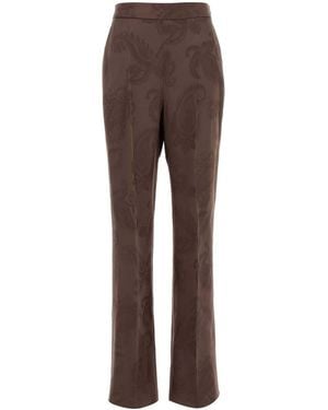 Etro Embroidered Jacquard Pant - Brown