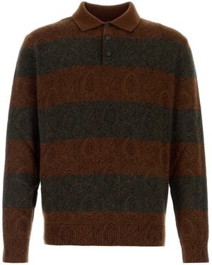 Etro Embroidered Wool Polo Shirt - Brown