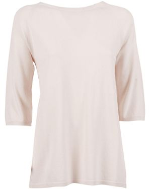 Kangra Cashmere Seamless Boat Neck Elbow Top - Natural