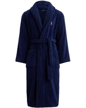 Polo Ralph Lauren Badjas Met Geborduurd Logo - Blauw