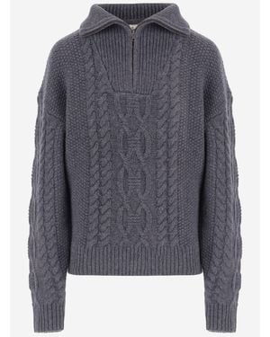THE GARMENT Der Kleidungsstückpullover aus Wolle und Kaschmir mit Flechtmuster - Grau