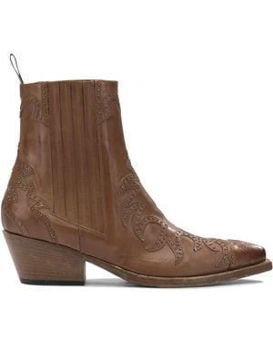 Sartore Leather Cowboy Boots Boots And Ankle Boots Brown