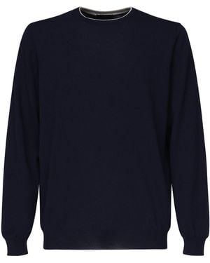 Fay Round Neck Pullover Jumper - Blue