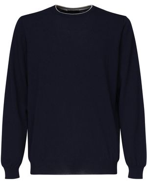 Fay Round Neck Pullover Jumper - Blue