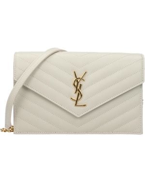 Saint Laurent Cassandre Crossbody Bag /Light Cream Leather - Natural