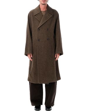 Lemaire Double-Breasted Wool Coat - Brown