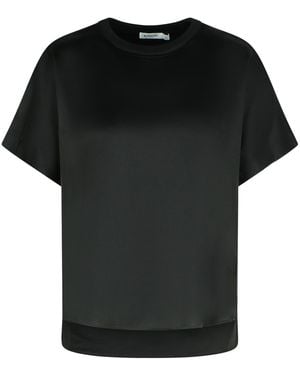Jonathan Simkhai 'addy' schwarzes Acetat Misch -T -Shirt