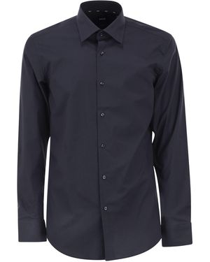 BOSS Slim-Fit-Hemd von aus bügelleichter Stretch-Baumwollpopeline - Blau
