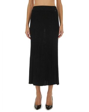 Kiton Wool Blend Knit Skirt - Black