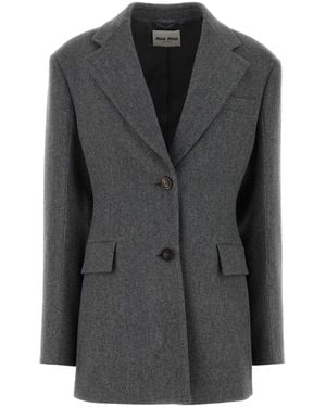 Miu Miu Dark Wool Blazer - Black
