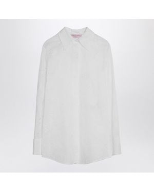 Valentino Ivory Organdis Daisy Shirt - White