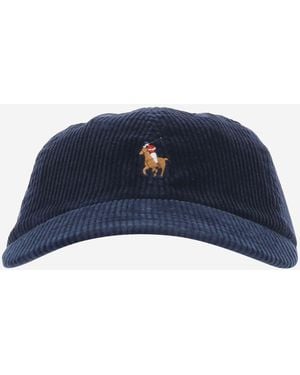 Polo Ralph Lauren Gorra de béisbol de terciopelo y algodón elástico de - Azul