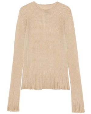 Uma Wang Gerippte Bluse Mit Fransen - Natur