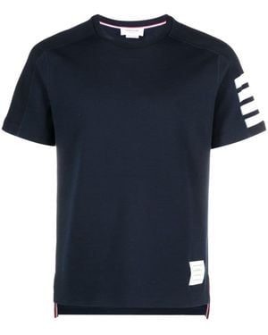 Thom Browne Short Sleeve Tee W/ 4 Bar Stripe - Blue