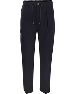 Herno Pure Cotton Resort Cargo Trousers - Blue