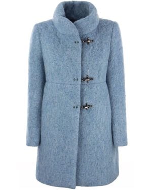 Fay Romantische Wolle, Mohair und Alpaka -Mischmantel - Blau
