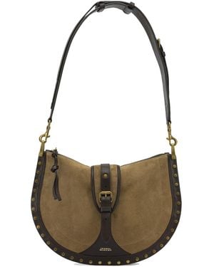 Isabel Marant Oskan Hobo Soft Calf Leather Cotton Medium Shoulder Bag - Grey