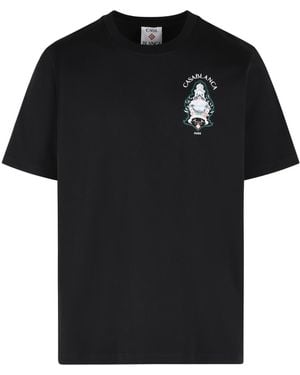 CASABLANCA 'Hotel Emblem' Cotton T Shirt - Black