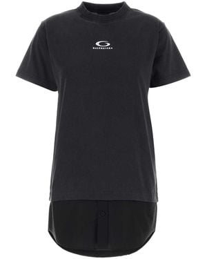 Balenciaga Slate Cotton T-Shirt Dress - Black