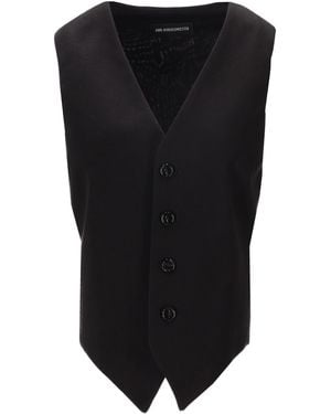 Ann Demeulemeester Stanse Klassiek Gilet Katoen Gabardine Gewassen - Zwart
